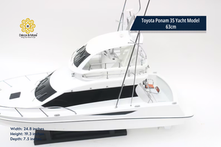Toyota Ponam 35 Yacht Model 63cm - Handcrafted Natural Wood Luxury Boat Display