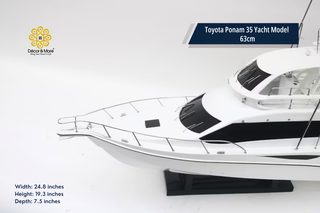 Toyota Ponam 35 Yacht Model 63cm - Handcrafted Natural Wood Luxury Boat Display