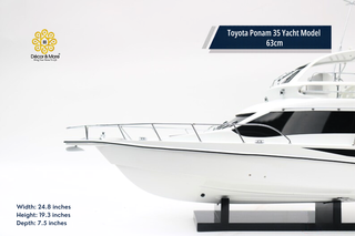 Toyota Ponam 35 Yacht Model 63cm - Handcrafted Natural Wood Luxury Boat Display