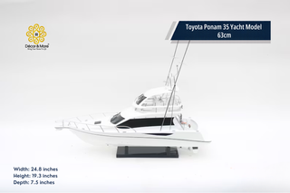 Toyota Ponam 35 Yacht Model 63cm - Handcrafted Natural Wood Luxury Boat Display