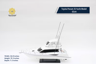 Toyota Ponam 35 Yacht Model 63cm - Handcrafted Natural Wood Luxury Boat Display