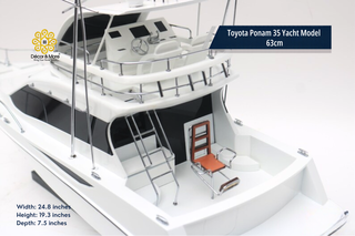 Toyota Ponam 35 Yacht Model 63cm - Handcrafted Natural Wood Luxury Boat Display