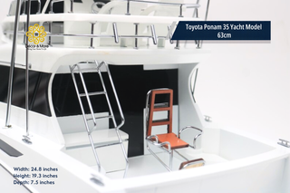 Toyota Ponam 35 Yacht Model 63cm - Handcrafted Natural Wood Luxury Boat Display