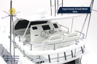 Toyota Ponam 35 Yacht Model 63cm - Handcrafted Natural Wood Luxury Boat Display