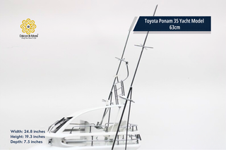 Toyota Ponam 35 Yacht Model 63cm - Handcrafted Natural Wood Luxury Boat Display