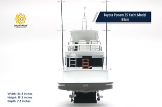 Toyota Ponam 35 Yacht Model 63cm - Handcrafted Natural Wood Luxury Boat Display