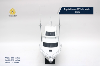 Toyota Ponam 35 Yacht Model 63cm - Handcrafted Natural Wood Luxury Boat Display