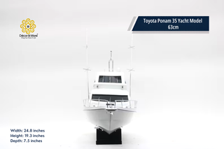 Toyota Ponam 35 Yacht Model 63cm - Handcrafted Natural Wood Luxury Boat Display