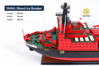 YAMAL Nuclear Icebreaker Wooden Ship Model - Handcrafted Russian Arctic Icebreaker Replica