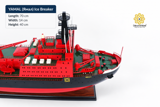 YAMAL Nuclear Icebreaker Wooden Ship Model - Handcrafted Russian Arctic Icebreaker Replica