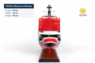 YAMAL Nuclear Icebreaker Wooden Ship Model - Handcrafted Russian Arctic Icebreaker Replica