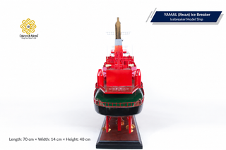 YAMAL Nuclear Icebreaker Wooden Ship Model - Handcrafted Russian Arctic Icebreaker Replica