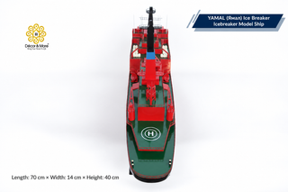 YAMAL Nuclear Icebreaker Wooden Ship Model - Handcrafted Russian Arctic Icebreaker Replica