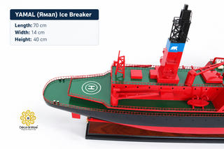 YAMAL Nuclear Icebreaker Wooden Ship Model - Handcrafted Russian Arctic Icebreaker Replica