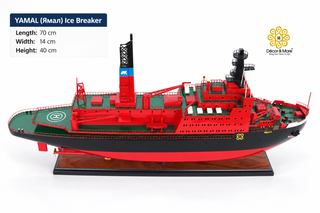 YAMAL Nuclear Icebreaker Wooden Ship Model - Handcrafted Russian Arctic Icebreaker Replica