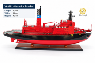YAMAL Nuclear Icebreaker Wooden Ship Model - Handcrafted Russian Arctic Icebreaker Replica