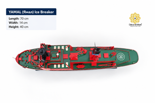 YAMAL Nuclear Icebreaker Wooden Ship Model - Handcrafted Russian Arctic Icebreaker Replica
