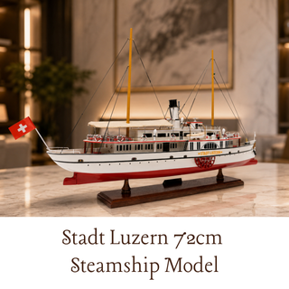 Stadt Luzern Wooden Steamship Model 72cm – Handcrafted Swiss Paddle Steamer