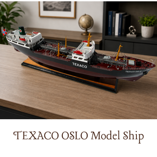 Texaco Oslo Wooden Ship Model 80cm – Handcrafted Maritime Display