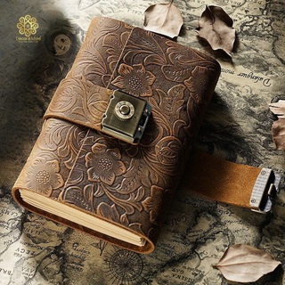 Premium Handmade Genuine Cowhide Leather Journal with Password Lock - SO023